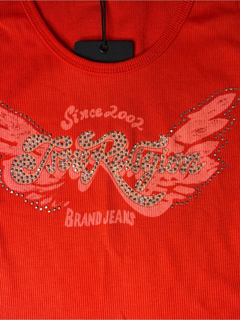True Religion Red Rhinestone Wing Ribbed Tank | NWT - Picture 4 of 7